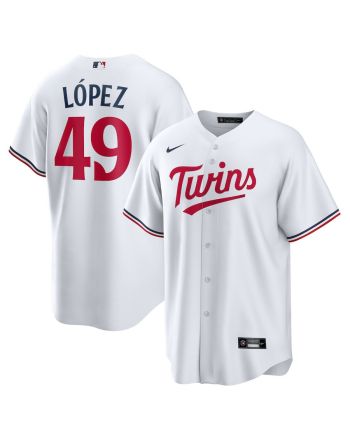 Pablo López 49 Minnesota Twins Team Logo Home Men Jersey - White