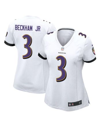 Odell Beckham Jr. 3 Baltimore Ravens Game Women Jersey - White