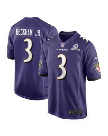 Odell Beckham Jr. 3 Baltimore Ravens 2024 Divisional Patch Game Men Jersey - Purple