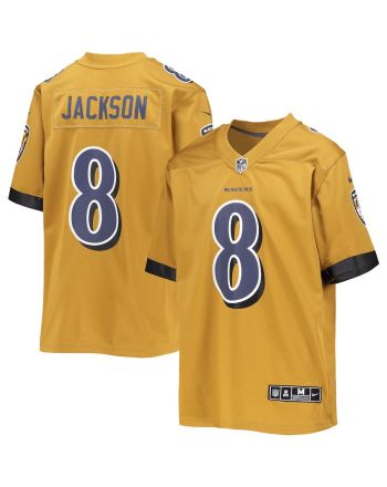 Lamar Jackson 8 Baltimore Ravens Youth Inverted Team Game Jersey - Gold