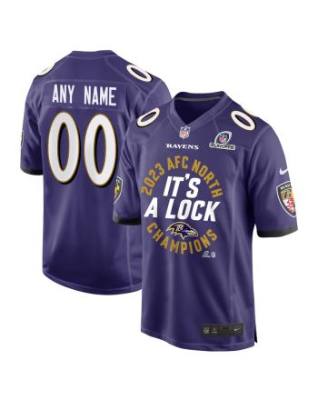 Baltimore Ravens 2023 AFC North Champions It's A Lock Game Men Custom Jersey - Purple