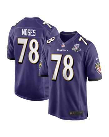 Morgan Moses 78 Baltimore Ravens 2023 Playoffs Patch Game Men Jersey - Purple