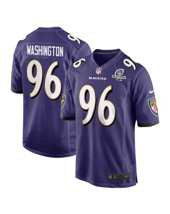 Broderick Washington 96 Baltimore Ravens 2023 Playoffs Patch Game Men Jersey - Purple