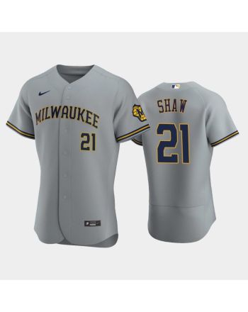 Milwaukee Brewers 21 Travis Shaw Road Team Gray Jersey Jersey