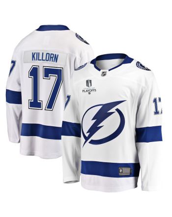 Alex Killorn 17 Tampa Bay Lightning Stanley Cup 2023 Playoffs Patch Away Breakaway Men Jersey - White