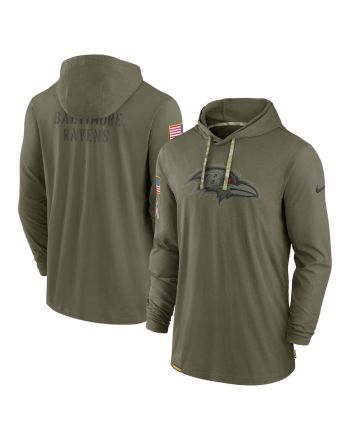 Men Baltimore Ravens 2022 Salute to Service Tonal Pullover Hoodie - Olive