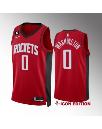 Houston Rockets TyTy Washington 0 2022-23 Icon Edition Red Jersey NO.6 Patch