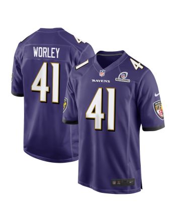 Daryl Worley 41 Baltimore Ravens 2024 Divisional Patch Game Men Jersey - Purple