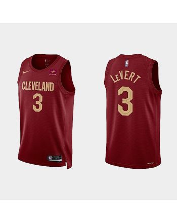 Gold is Back Cleveland Cavaliers 3 Caris LeVert 2022-23 Icon Edition Wine Men Jersey