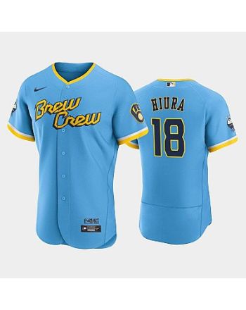 Keston Hiura 18 2022-23 City Connect Milwaukee Brewers Jersey - Powder Blue