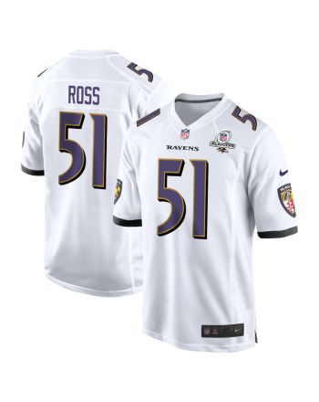 Josh Ross 51 Baltimore Ravens 2023 Playoffs Patch Game Men Jersey - White