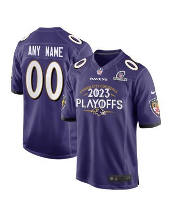 Baltimore Ravens Charm City Football 2023 Playoffs Game Men Custom Jersey - Purple