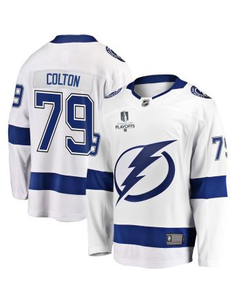 Ross Colton 79 Tampa Bay Lightning Stanley Cup 2023 Playoffs Patch Away Breakaway Men Jersey - White