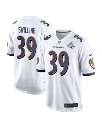 Tre Swilling 39 Baltimore Ravens 2023 Playoffs Patch Game Men Jersey - White