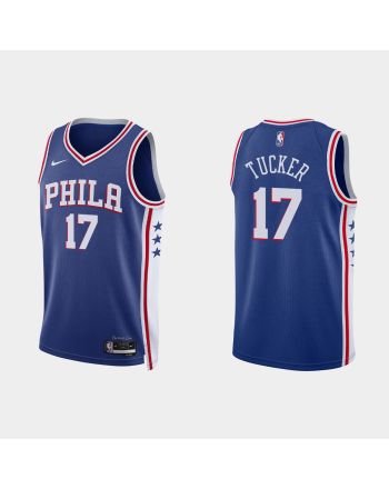 Philadelphia 76ers 17 P.J. Tucker 2022-23 Icon Edition Royal Men Jersey