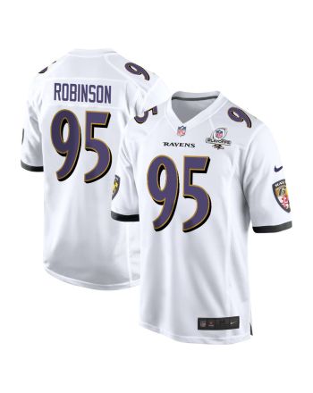 Tavius Robinson 95 Baltimore Ravens 2023 Playoffs Patch Game Men Jersey - White