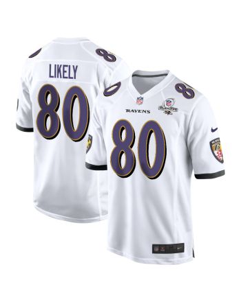 Isaiah Likely 80 Baltimore Ravens 2023 Playoffs Patch Game Men Jersey - White