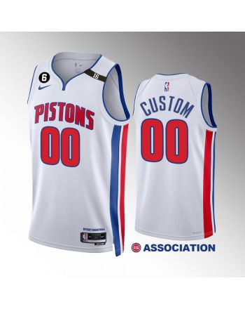 Custom 00 Detroit Pistons 2022-23 White Association Edition Jersey Swingman