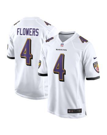 Zay Flowers 4 Baltimore Ravens Game Men Jersey - White