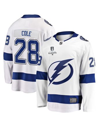 Ian Cole 28 Tampa Bay Lightning Stanley Cup 2023 Playoffs Patch Away Breakaway Men Jersey - White