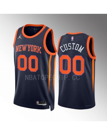 New York Knicks Custom 00 2022-23 Statement Edition Navy Men Jersey Swingman