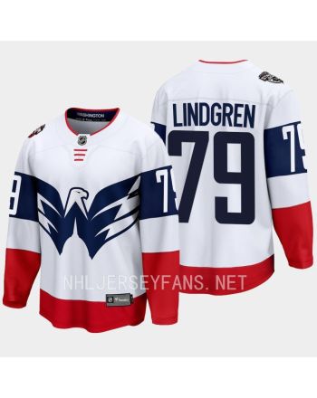 Charlie Lindgren 79 Washington Capitals 2023 Jersey Stadium White Primegreen