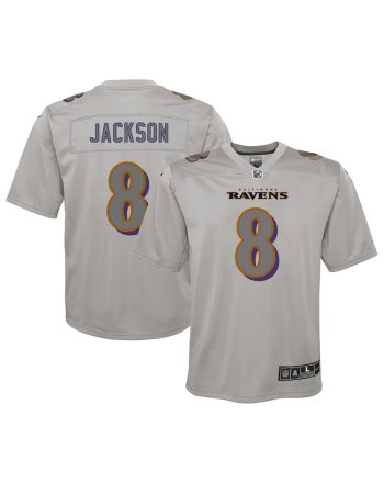 Lamar Jackson 8 Baltimore Ravens Youth Atmosphere Fashion Game Jersey - Gray