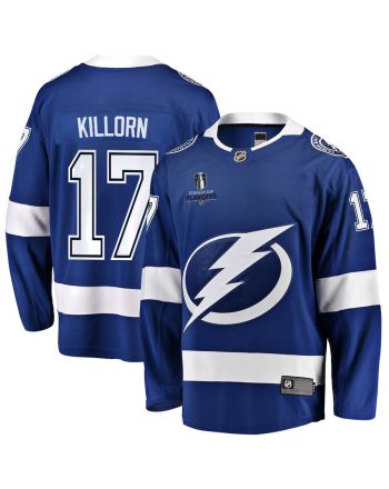 Alex Killorn 17 Tampa Bay Lightning Stanley Cup 2023 Playoffs Patch Home Breakaway Men Jersey - Blue