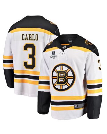 Brandon Carlo 3 Boston Bruins Stanley Cup 2023 Playoffs Patch Away Breakaway Men Jersey - White