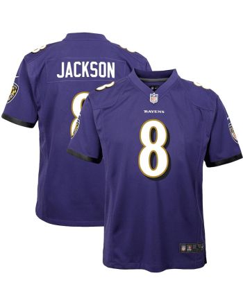 Lamar Jackson 8 Baltimore Ravens Youth Game Jersey - Purple