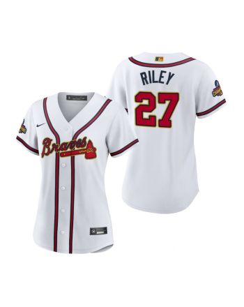 Women's Austin Riley 27 Atlanta Braves White 2022-23 Gold Program Jersey