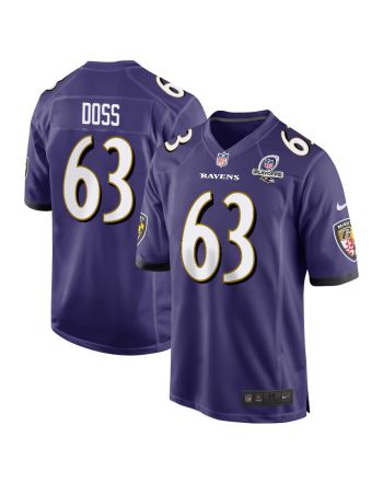 TyKeem Doss 63 Baltimore Ravens 2023 Playoffs Patch Game Men Jersey - Purple