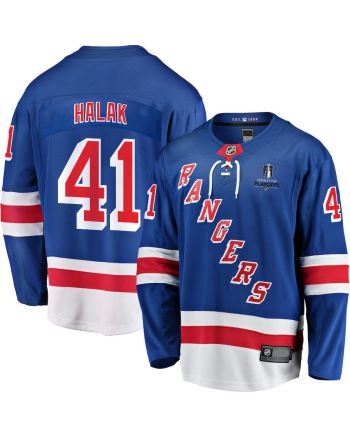 Jaroslav Halak 41 New York Rangers Stanley Cup 2023 Playoffs Patch Home Breakaway Men Jersey - Blue