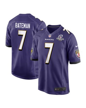 Rashod Bateman 7 Baltimore Ravens 2023 Playoffs Patch Game Men Jersey - Purple