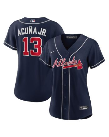 Ronald Acuna Jr. 13 Atlanta Braves Women's Alternate Player Jersey - Navy