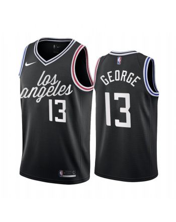 Paul George 2022-23 Los Angeles Clippers Black 13 City Edition Jersey Cursive - Men Jersey