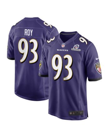 Bravvion Roy 93 Baltimore Ravens 2024 Divisional Patch Game Men Jersey - Purple