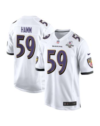 Malik Hamm 59 Baltimore Ravens 2023 Playoffs Patch Game Men Jersey - White