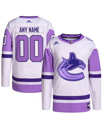 Vancouver Canucks Hockey Fights Cancer Primegreen Custom Men Jersey - White/Purple