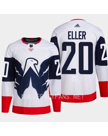 Lars Eller 20 Washington Capitals 2023 Jersey Stadium White Primegreen