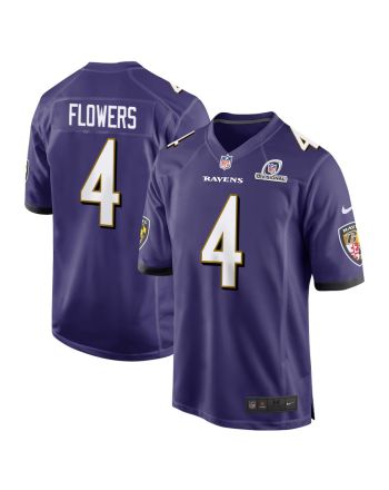 Zay Flowers 4 Baltimore Ravens 2024 Divisional Patch Game Men Jersey - Purple