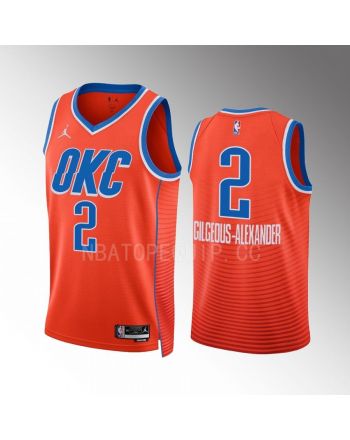 Shai Gilgeous-Alexander 2 Oklahoma City Thunder Orange Men Jersey 2022-23 Statement Edition Swingman