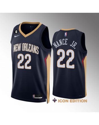 Larry Nance Jr. 22 New Orleans Pelicans Navy Jersey 2022-23 Icon Edition NO.6 Patch