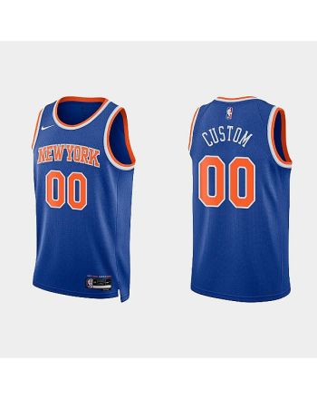 New York Knicks 00 Custom 2022-23 Icon Edition Royal Men Jersey