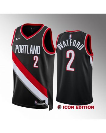 Trendon Watford 2 Portland Trail Blazers 2022-23 Icon Edition Black Jersey