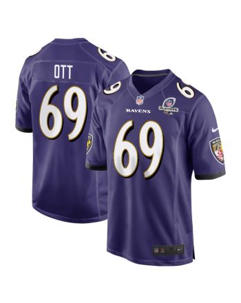 Tyler Ott 69 Baltimore Ravens 2023 Playoffs Patch Game Men Jersey - Purple