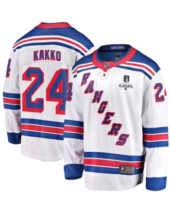 Kaapo Kakko 24 New York Rangers Stanley Cup 2023 Playoffs Patch Away Breakaway Men Jersey - White