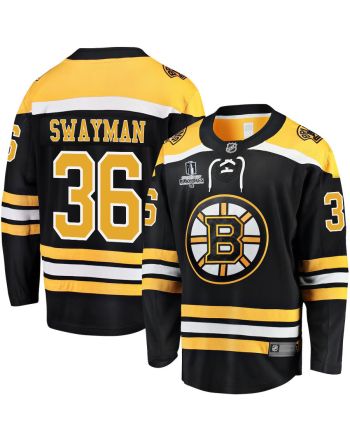 Jeremy Swayman 36 Boston Bruins Stanley Cup 2023 Playoffs Patch Home Breakaway Men Jersey - Black