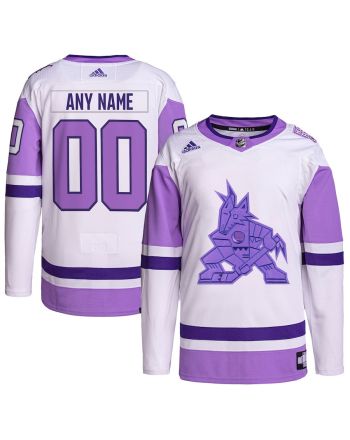 Arizona Coyotes Hockey Fights Cancer Primegreen Custom Men Jersey - White/Purple