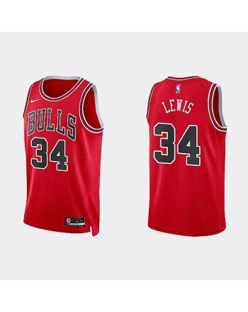 Chicago Bulls 34 Justin Lewis 2022-23 Icon Edition Red Men Jersey